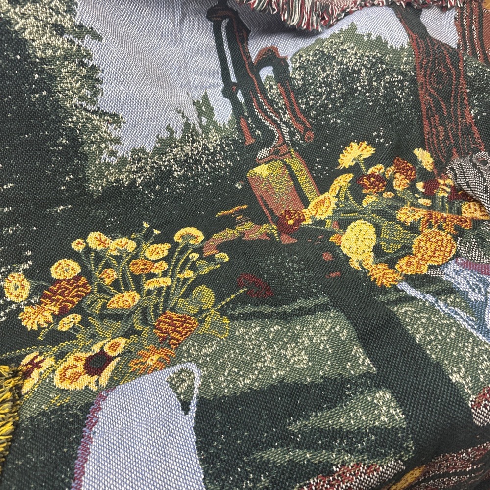 VTG Bob Timberlake "Well Flowers" Tapestry Throw Blanket Riddle & Cockrell NWT